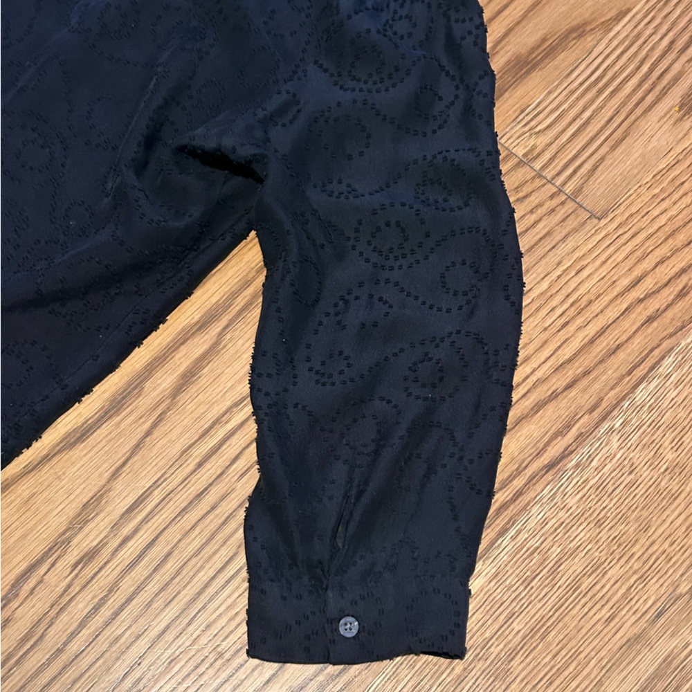 J McLaughlin Silk Cotton Blend Tunic Black 3/4 Sleeve Career Wear Whimsey Goth - Picture 12 of 13